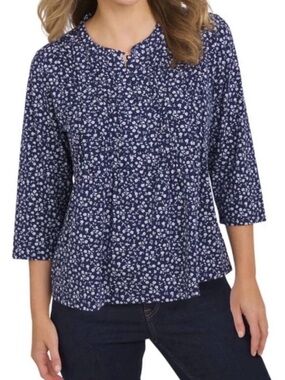 Lands' End Women's M Pintuck 3/4 Sleeve Top
